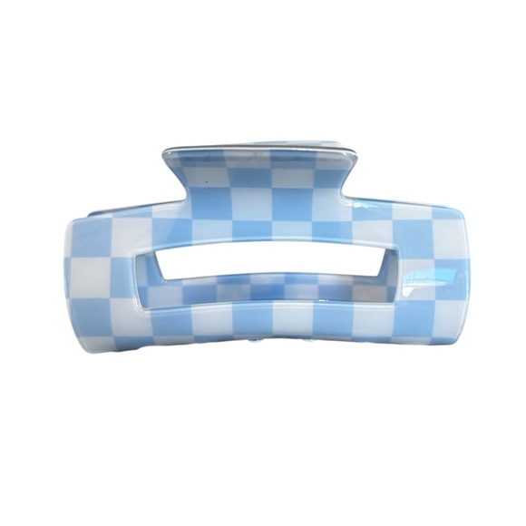 Accessories - Checkered Claw Clip - Blue & White